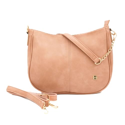 Image of Modern+Chic Crossbody Bags for Women - Marissa Saddle Crossbody, Vegan Leather Shoulder or Handbag with Two Adjustable Straps