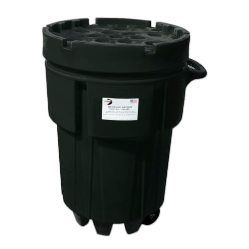 ENPAC 95-Gallon Wheeled Poly SpillPack Drum with Screw-Top Lid, Black, Recycled Polyethylene, 55-Gallon Capacity