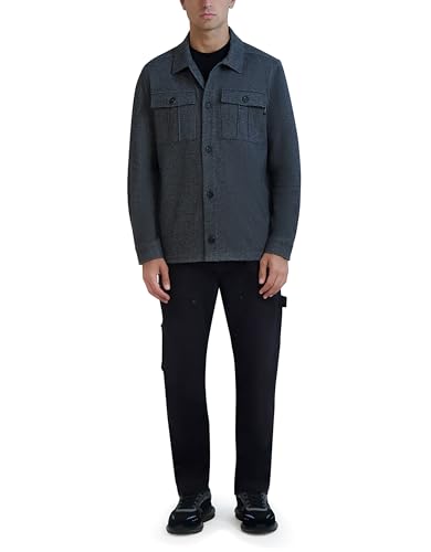 Image of KARL LAGERFELD Men's Long Sleeve Heathered Shirt Jacket