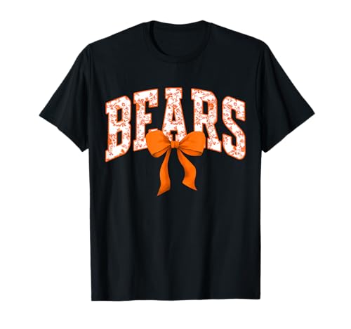 Bears Floral Toile Orange Coquette Bow Girls Womens Kids T-Shirt