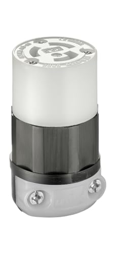 Leviton 15 Amp, 125 Volt, NEMA L5-15R, 2P, 3W, Locking Connector, Industrial Grade, Grounding, 4729-C, Black-White