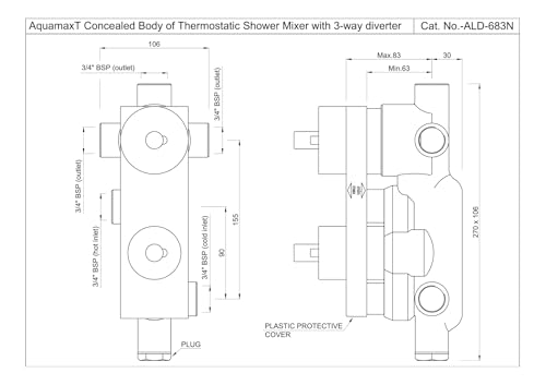 Image of Jaquar Aquamax Thermostatic Shower Mixer Set | Exposed Part Kit + Concealed Body | 3-Way Diverter | Chrome Finish | Luxury Bathroom Fitting | In-Wall InstallationFLPCHR5683NKPM+ ALD-CHR-683N