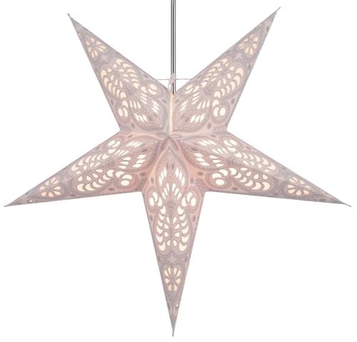 GURU SHOP Étoile de Papier Pliable de L`Avent Illuminée, Poinsettia 60 cm - Menor Nature, Étoiles en Papier - Multicolores