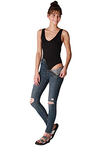 NIKIBIKI Women Seamless Ribbed V-Neck Bodysuit, Made in U.S.A, One Size3