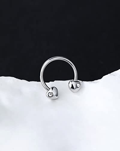 Jewseen Heart Septum Rings Clear Cz Septum Jewelry 16G Septum Piercing Horseshoe Earrings Daith Earrings Helix Earrings Tragus Piercing Jewelry Cartilage Earring Body Piercing Jewelry For Women Men #TOP2