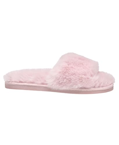 Nine West Women’s Criss-Cross Faux Fur Slide Slippers – Cozy Open-Toe Indoor Slides in Bold Colors2