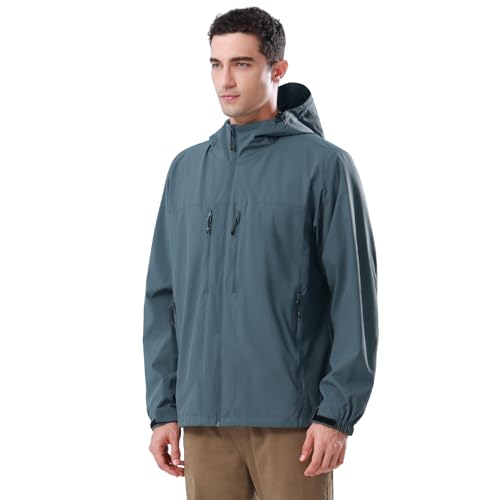 CAMEL CROWN Jaqueta masculina impermeável softshell leve corta-vento com capuz casaco de chuva para