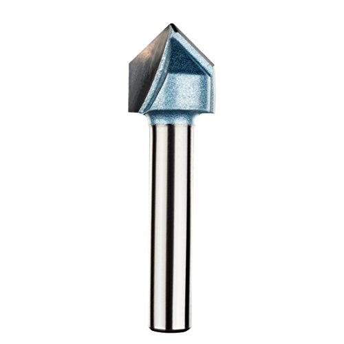Uxcell 60 Degree V-Groove Router Bit 1/2" Dia With 1/4" Shank, Carbide Tipped V Grooving Bit (Light Blue) #TOP2