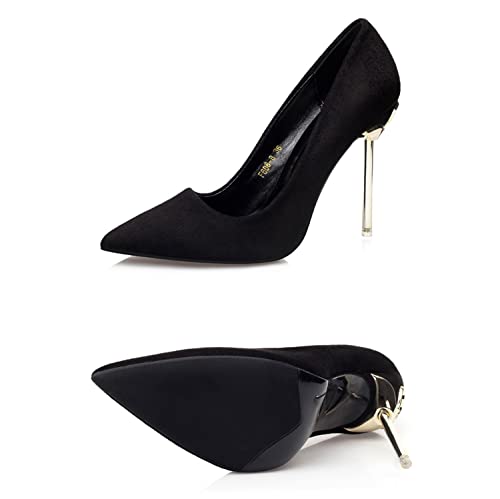 bbruriy High Heels Womens Pointed Toe Heels Suede Pumps Slip on Stiletto Bridal Party Dress Evening Wedding Shoes for Woman2