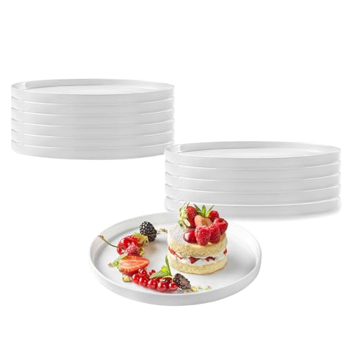 PALUPLUS Set 12 Piatti Piani in Vetro Opale Temperato Bianco, Diametro 21 cm, Bordo alto 2 cm, Resistenti ad Urti e Sbalzi Termici, Adatti per Microonde, Lavabili in Lavastoviglie -9468F