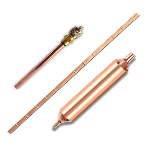 Zhemessy Filtro Secador de Refrigerador con Válvula de Servicio de Acceso, Varilla de Soldadura de Bronce Fosforado para Reparación de Aire Acondicionado de Refrigeración