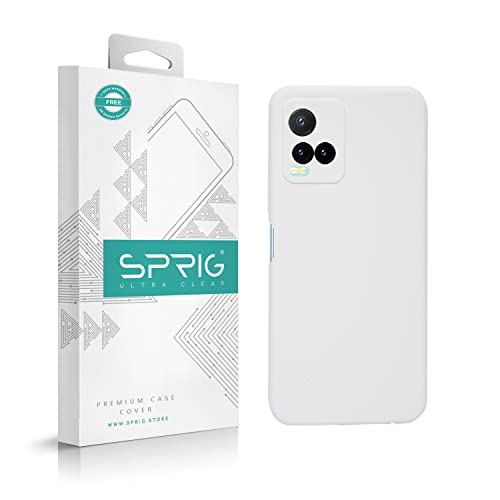 Image of SPRIG Compatible with VIVO Y33s Phone Liquid Silicone Cover Premium Back Cover Drop Tested Shock Proof Mobile Case for Men, Women, Boys and Girls with Camera Protection (White)
