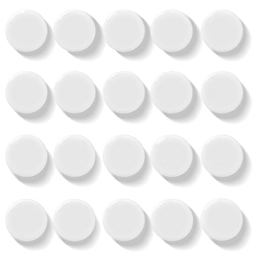 QOJOPU 20PCS Fridge Magnets, Small Round Refrigerator Magnets for Whiteboard, Kitchen, Locker & Office - Strong Heavy Duty Decorative Magnets for Fridge, Crafts, Maps, Classroom, School & Home (White)