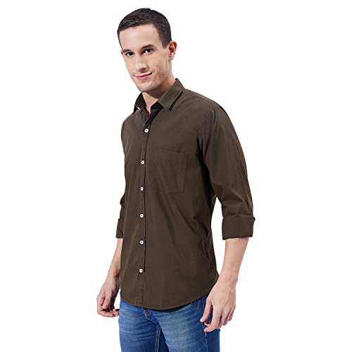 Image of Ben Martin Men's Cotton Regular Collar Shirt with Chest Pocket || Classic Collar, Slim Fit, Casual & Formal Wear || Soft & Breathable Fabric || Full Sleeve Shirt for Men