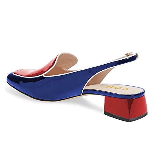 Image of YDN Women Closed Square Toe Block Low Heels Slingback Formal Loafer Dressy Shoes Office Lady Pump Size 4-15 US