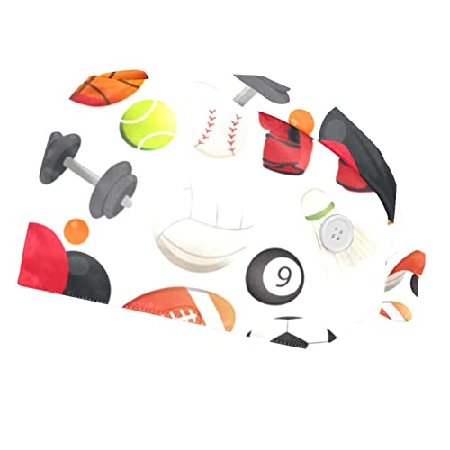 Casquettes de travail respirantes en tissu bouffant léger lot de 2 imprimé ballons de sport