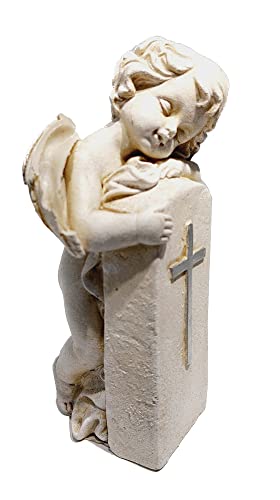 Decpero Engel zum Stellen mit Gedenkstein/wetterfest / 1 Stück / 8,5x6,5x16cm / Poly