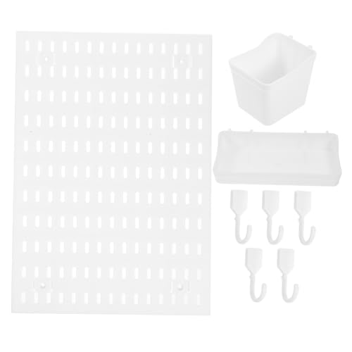 MUCKLILY 1 Set Stylish Wall Pegboard Organizer with Storage Rack Punch Design for Craft Kitchen Heavy Duty Versatile for Cups Towels Utensils Modern Finish