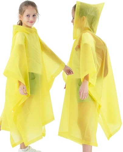 Image of Rain Poncho for Kids(2 Pack) Waterproof Reusable EVA Raincoat One Size Rain Jackets for Children,Boys and Girls