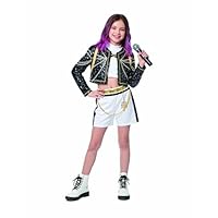 Pop Singer Demon Costume Hunters Cosplay, Kids Dance Outfit with Golden Chain Print for Girls Halloween Costumes (120)