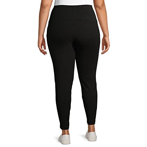 Terra & Sky Womens Plus Size Sueded Full Length Leggings Black Shoot (2X (20W-22W), Black Shoot)