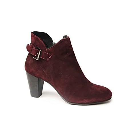 Silver Street London Women's Emma Fashion Casual Ankle High Burgundy Suede Leather Heel Boot with Buckle-5 Cover
