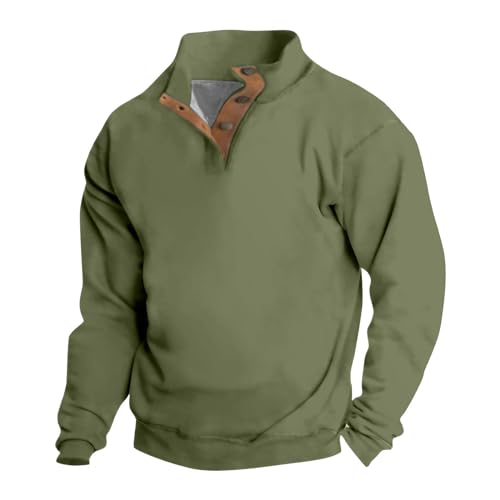 SGASY Men's Sweatshirt Button Up Pullover Outdoor Casual Standing Collar Long-Sleeved Sweater Crewneck Sweatshirts S-5XL