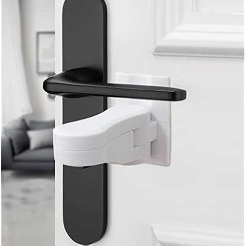 Pet Proof Door Handle Lock,Adhesive Door Lever Child Safety Lock-Child Proof Locks for Dog,180 Degree Revolving Door Lock for Cabinet,Cupboard Cover