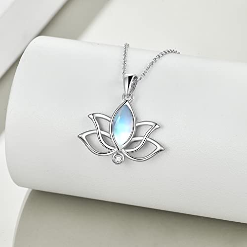 YFN Lotus Flower Necklace Sterling Silver Moonstone Lotus Pendant Lotus Jewelry Gifts for Women Girls - Image 4
