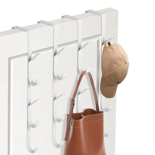 Tahbarshi Ganchos para colgar sobre la puerta, 4 piezas x 5 ganchos, colgador vertical sobre la puerta, toallero, colgador sobre la puerta