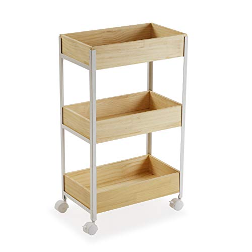 Muebles Auxiliares Baño Versa Parnu Mueble para el Baño Auxiliar, Con 3 estantes, Medidas (Al x L x An) 70 x 23 x 40 cm, Madera y Metal, Color...