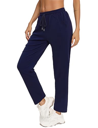Aseniza Pantalon Chandal Mujer Invierno Algodón Deportes Chándal Jogger para Casual Tallas Grandes con Bolsillos Azul XL
