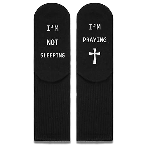 FujLoy I’m Not Sleeping I’m Praying Socks,Inspirational Gift,Motivational Christian Socks,Gifts For Christian.2