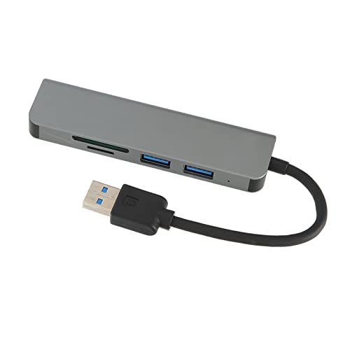 Tomantery Hub USB de Alta Velocidad de 5 Puertos para PC, Impresoras, Portátiles, Plug and Play, Ligero, Portátil para Viajes de Negocios, Gris