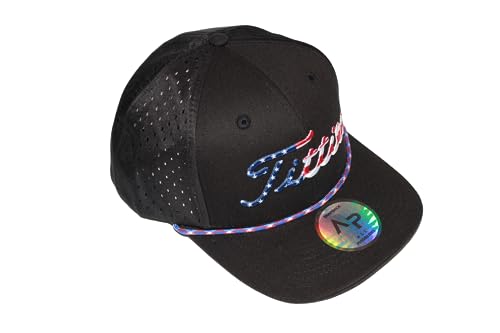 Image of USA Titties Black with Black Laser Mesh Red, White, and Blue Rope Golf Hat Men Women Funny Baseball Cap Trucker Hat