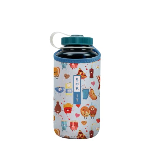 Sok It BotlSok Water Bottle Sleeve Insulated Neoprene Cover (Bestie Bites, Fits 32oz Nalgene)