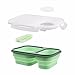 JiaHan Boîte à bento pliable en silicone étanche avec 2 compartiments et couverts, pour pique-nique, fête, vert