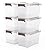 WYT 6-Pack Clear 7 Quart Storage Latch Box/Bins, Plastic Stackable Latching Box with Brown Handle and Lid, Multi-Purpose, 7 Litre