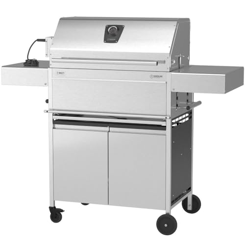 Schickling Holzkohlegrill Walter XL - Pro Grillwagen BBQ Holzkohlegrill aus rostfreiem Edelstahl mit doppelwandigem Deckel - Made in Germany, mit Drehspieß & Backburner, Grillfläche: 71 x 45 cm