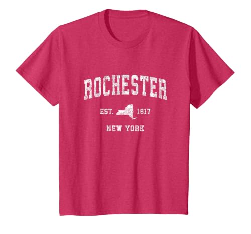 Rochester New York NY Vintage Athletic Sports Design T-Shirt, Youth, Red Heather, 4T