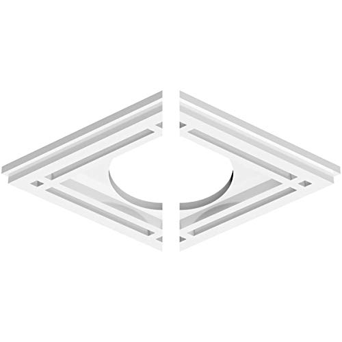 Image of Ekena Millwork CMP12X8DD2-04000 Diamond Architectural Grade PVC Contemporary, Two Piece Urethane Ceiling Medallions 12 inchW x 8 inchH x 4 inchID x 4 1 /4 inchC x 1 inchP