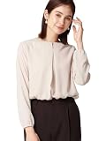 フロントタックブラウス／8分袖／ウォッシャブル／カットシフォンジョーゼット／メタルパーツ