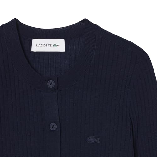 Lacoste Women's 100% Wool Button Up Sweater, Navy Blue, 32 by Lacoste - Image 4