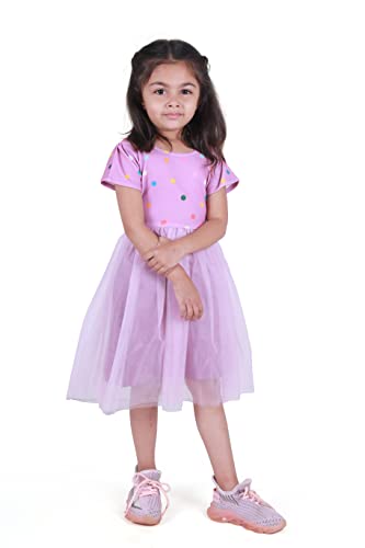 Image of TAGAS Baby-Girl's Valantino & Net Fit and Flare Standard Length Dress (KD-405-PINK-7 Pink 7 8 Years)