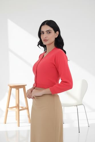 Image of Women Winter Wear V-Neck Full Sleeves Regular Fit Woollen Blouse