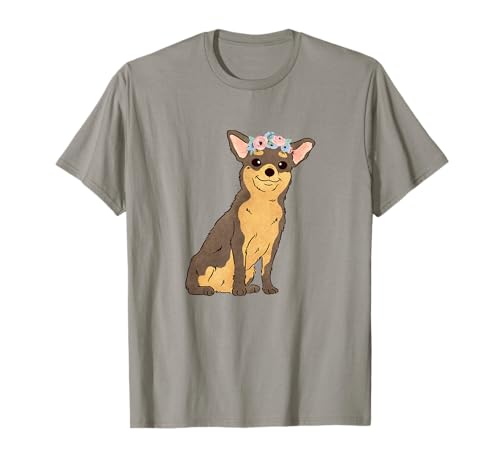 Chihuahua con motivo floreale color cioccolato marrone chiaro con fascia floreale per gli amanti del chihuahua, mamma chihuahua, mamma cane, papà cane, nuovo cucciolo cane mamma e amanti dei cani.