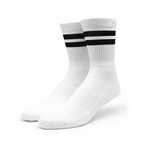 Spirit of 76 Herren & Damen Retro Socken Sportsocken Tennissocken Baumwolle Halblang 43 44 45 46 Weiß - Schwarz (L)