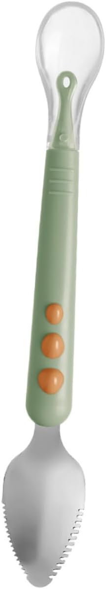 Double Head Silicone Feeding Spoon with Storage Box Soft Fruit Puree Scraping Utensil for Lightweight Food Spoon for Safe Self Feeding and Easy Portability