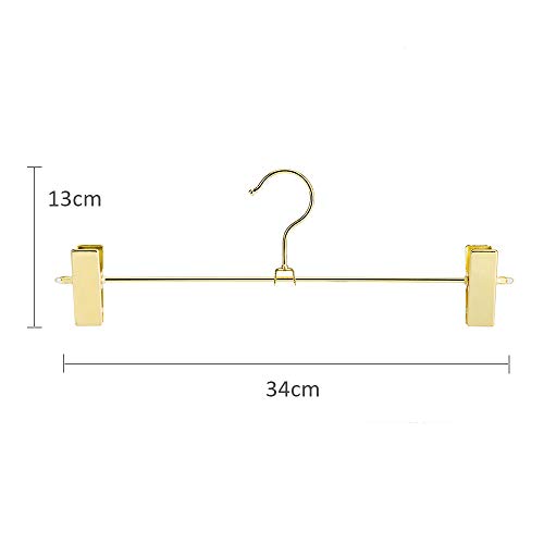 Jetdio Metal Heavy Duty Pants Skirt Slack Hangers,Trousers Hangers With Two Adjustable Non Slip Clips Hanger Rack Swivel Hook, 12 Pack, Gold #TOP1