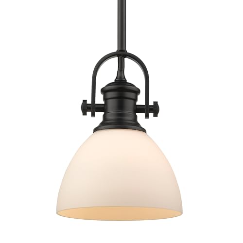 Hines Mini Pendant Matte Black with Opal Glass